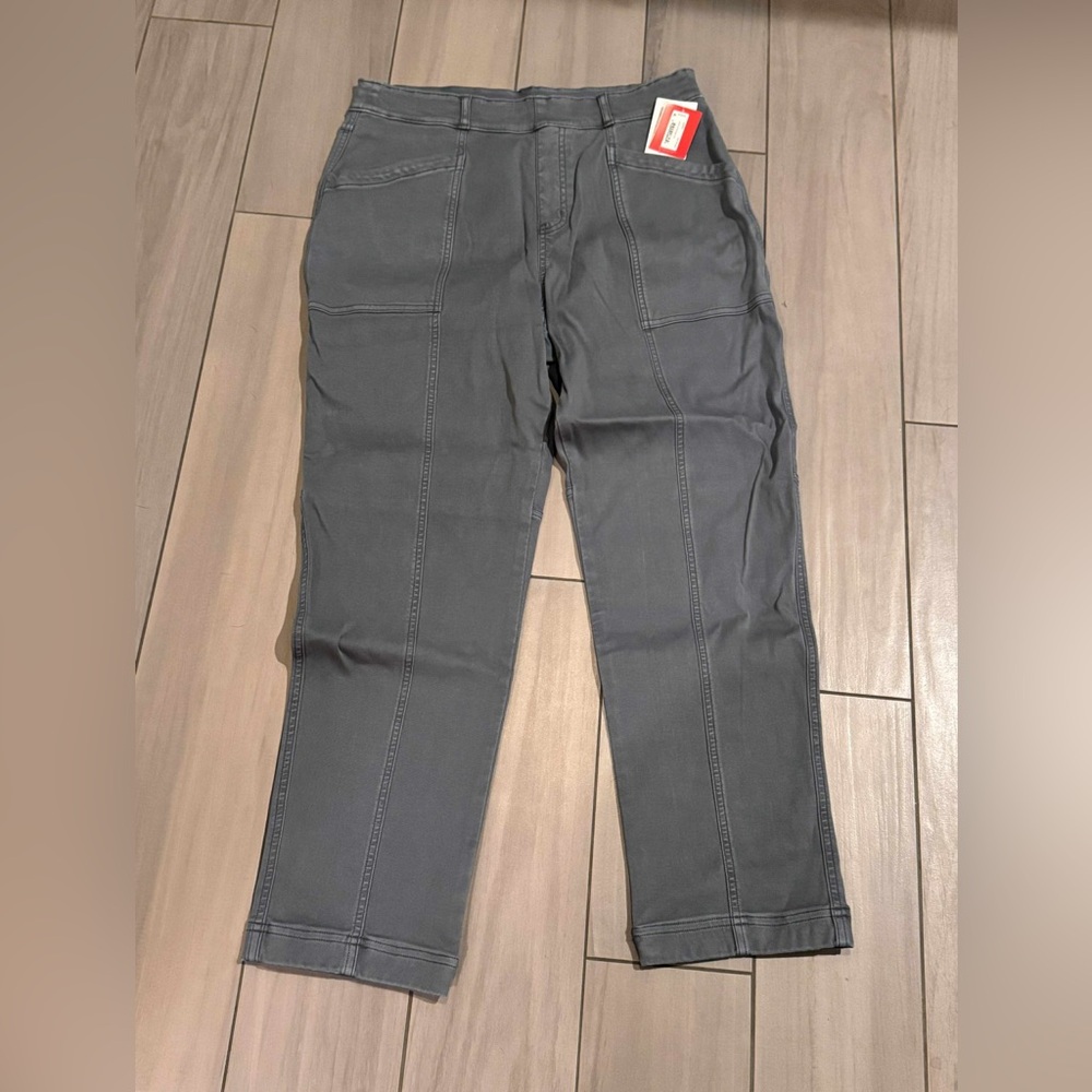 SPANX hazy blue Grey stretch Cargo Pants XL straight leg NEW WITH TAGS